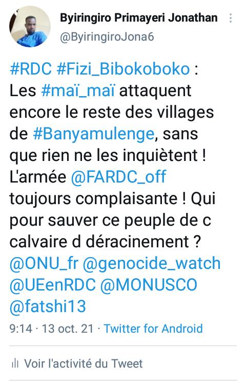 Felixsegokwiza's tweet photo. #FIZI_SK Too early in the morning, the MaiMai BILOZE BISHAMUMBUKE attacked the Village of #MAGUNGA. Local sources already speak of several assassinations, burnt houses and hundreds of cows raided. This village is mostly inhabited by compatriots #BANYAMULENGE.@fatshi13.@MonuscoF https://t.co/IVEXU4LxrQ