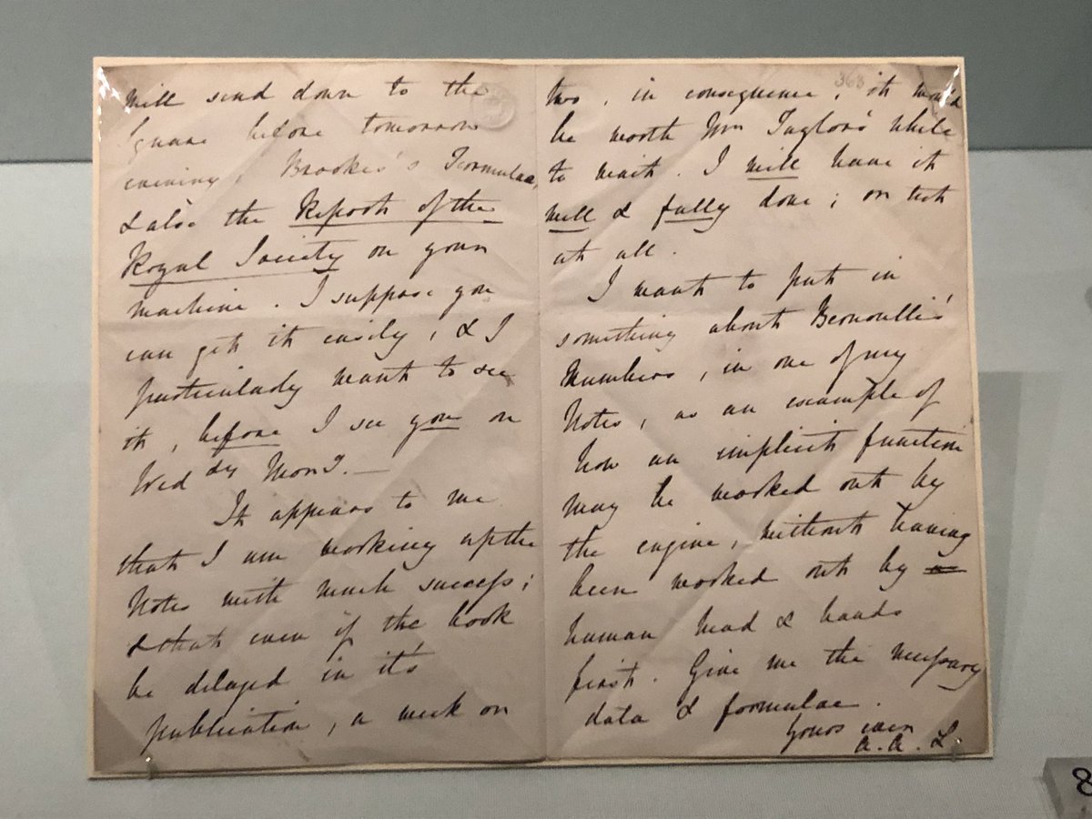 zinca's tweet image. Thank you @naomitimperley 💫 #AdaLovelaceDay2021 such an inspiration. 

In the @britishlibrary you can see how she first described an algorithm in writing “…worked out by the engine, without having been worked out by human hand” @RebeccaGW @eg_hale @MMaryMcKenna @maggiephilbin
