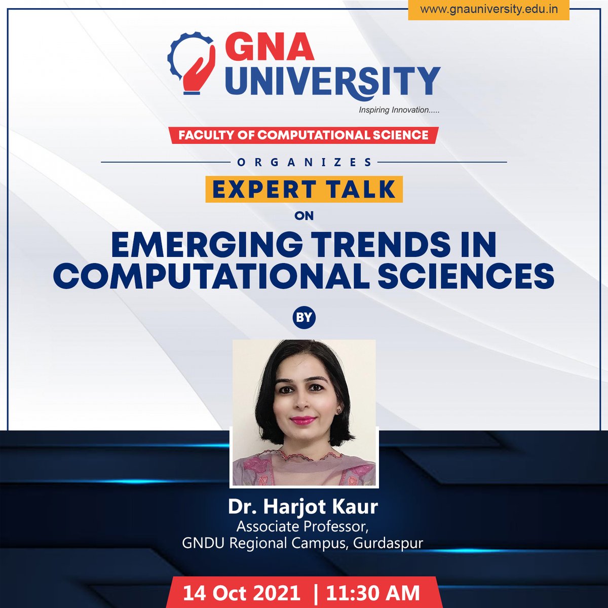 GnaUniversity's tweet image. Expert Talk on Emerging trends in #ComputationalSciences! #GNAUniversity
Dive into the future of Computers &amp;amp; Technology, An expert talk on the topic of &apos;#Emerging trends in Computational #Sciences&apos; is organized by Faculty of #Engineering, Design and Automation.