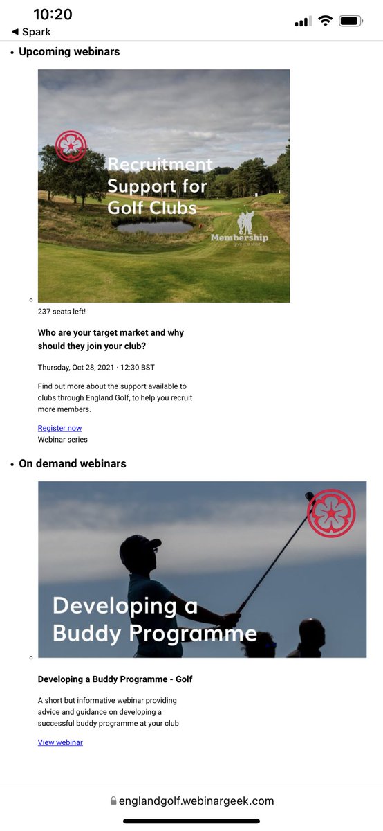 Did you know that England Golf do a series of Webinars on how to help your Club that are available to watch at your leisure? 

englandgolf.webinargeek.com/?utm_campaign=…
