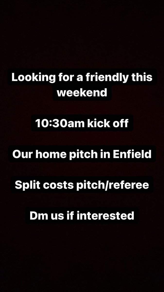 The Wrongens (@thewrongensfc) on Twitter photo Looking for a friendly this Sunday. We have a pitch we’d just like split costs on pitch and referee. <a href="/fffinderuk/">football Friendly finder</a> <a href="/FRIENDLYGAMEUK/">Friendly Game</a> <a href="/BarnetLeague/">Barnet Sunday Football League</a> Looking for a friendly this Sunday. We have a pitch we’d just like split costs on pitch and referee. <a href="/fffinderuk/">football Friendly finder</a> <a href="/FRIENDLYGAMEUK/">Friendly Game</a> <a href="/BarnetLeague/">Barnet Sunday Football League</a>