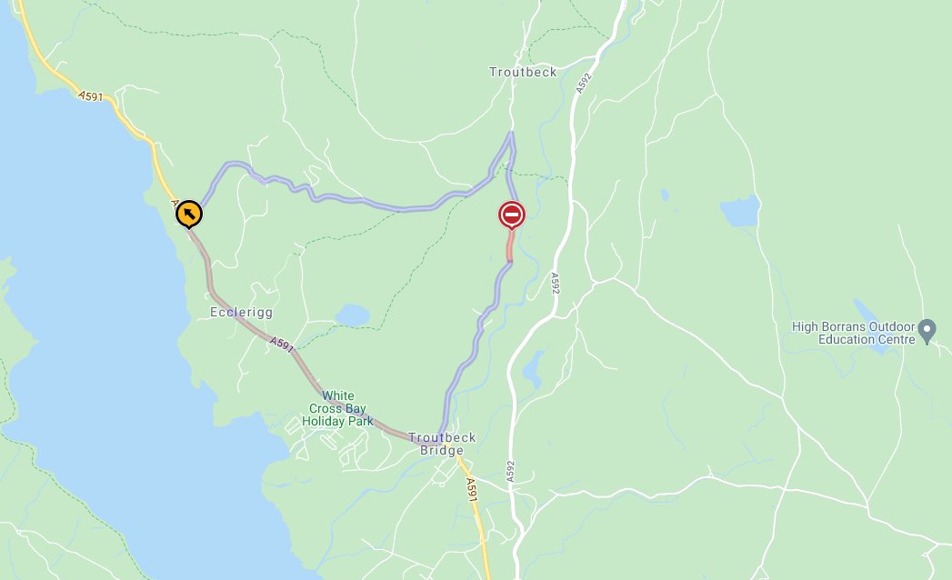 CumbriaRdWatch's tweet photo. #Troutbeck #RoadClosure

Bridge Lane (Troutbeck) remains CLOSED for repairs to a retaining wall which are expected to commence on 18th October and take approx 12 months!  #CumbriaRoads #LakeDistrict

Source: @CumbriaHighways 
@gazettenewsdesk @CumbriaCrack @LakesTravel https://t.co/nKxufb0Yxr