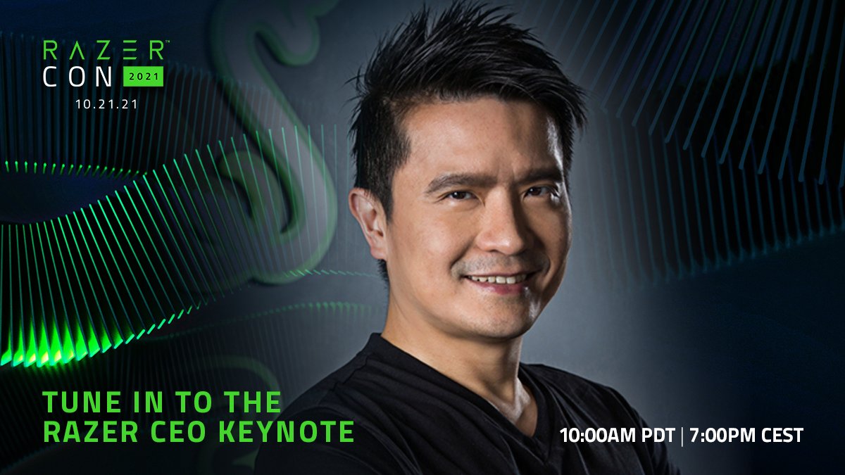 RazerGermany's tweet photo. Bist du bereit für unsere größten Ankündigungen des Jahres? Schau dir die Keynote unseres CEOs Min-Liang Tan während der #RazerCon2021 an, um einige unserer aufregendsten Enthüllungen zu erfahren. RSVP für die #RazerCon2021 und sei am 21. Oktober dabei: https://t.co/V4Di8ilRvJ 🐍 https://t.co/DmilrEEbKK