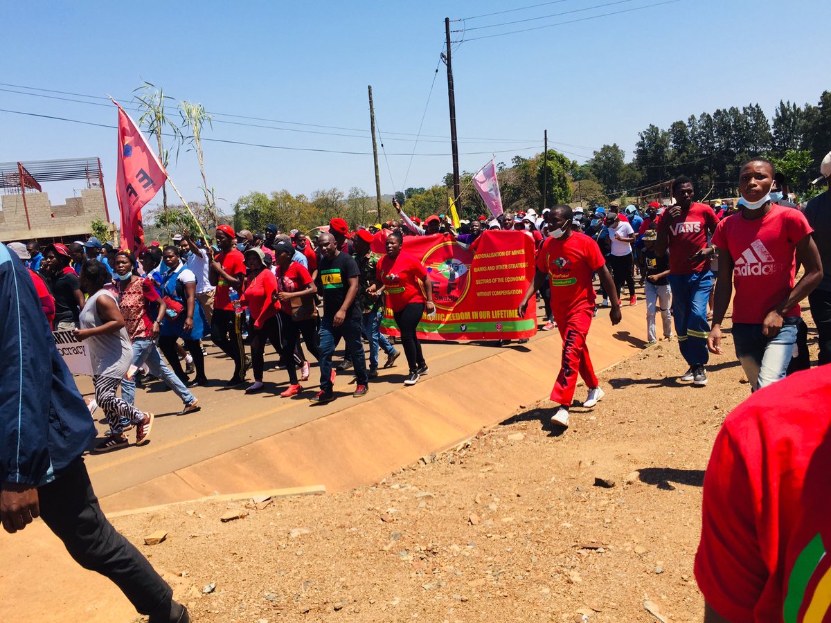 EFFSwazi's tweet photo. We are already gathered at Steki Town to deliver a petition to the police demanding justice for Kunene who was shot and killed by the police. 
#EswatiniProtests https://t.co/kBXYGMPMJG