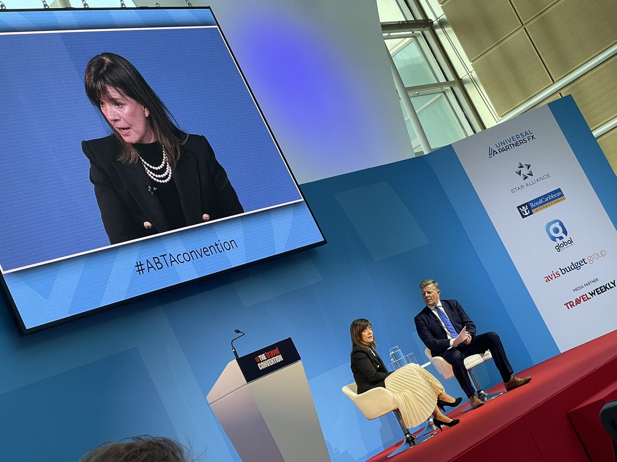 Lucy_Huxley's tweet photo. “I’m hearing that the US border will open around November 5, 6, 7. So I’m  really hoping that two weeks before thanksgiving we’ll be allowed in,” says WTTC chief Julia Simpson #ABTAConvention https://t.co/5HDn3qYIza