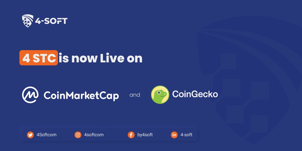 4Softcom's tweet photo. We are live on @coingecko and @CoinMarketCap!
Stay tuned for more great news soon, and don't forget to join our Telegram group!
#fourstock #4stock #4STC #CoinMarketCap #CoinGecko #Crypto #CryptoNews https://t.co/VthpkwVzUS