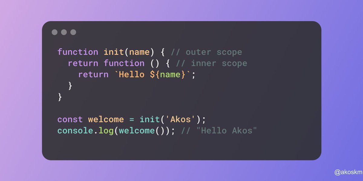 Closures in JavaScript 💛 🧵👇 - Akos | Rattibha