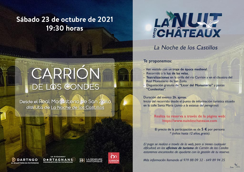 ¡El próximo 23 de octubre a las 19:30 tenéis una cita en Carrión de los condes!🤗
Nuestra ciudad tiene el honor de ser la primera localización española en ser incluida en “La Nuit des Châteaux” 🏰
Tendrá lugar en el Real Monasterio de San Zoilo 
carriondeloscondes.org/noche-los-cast…