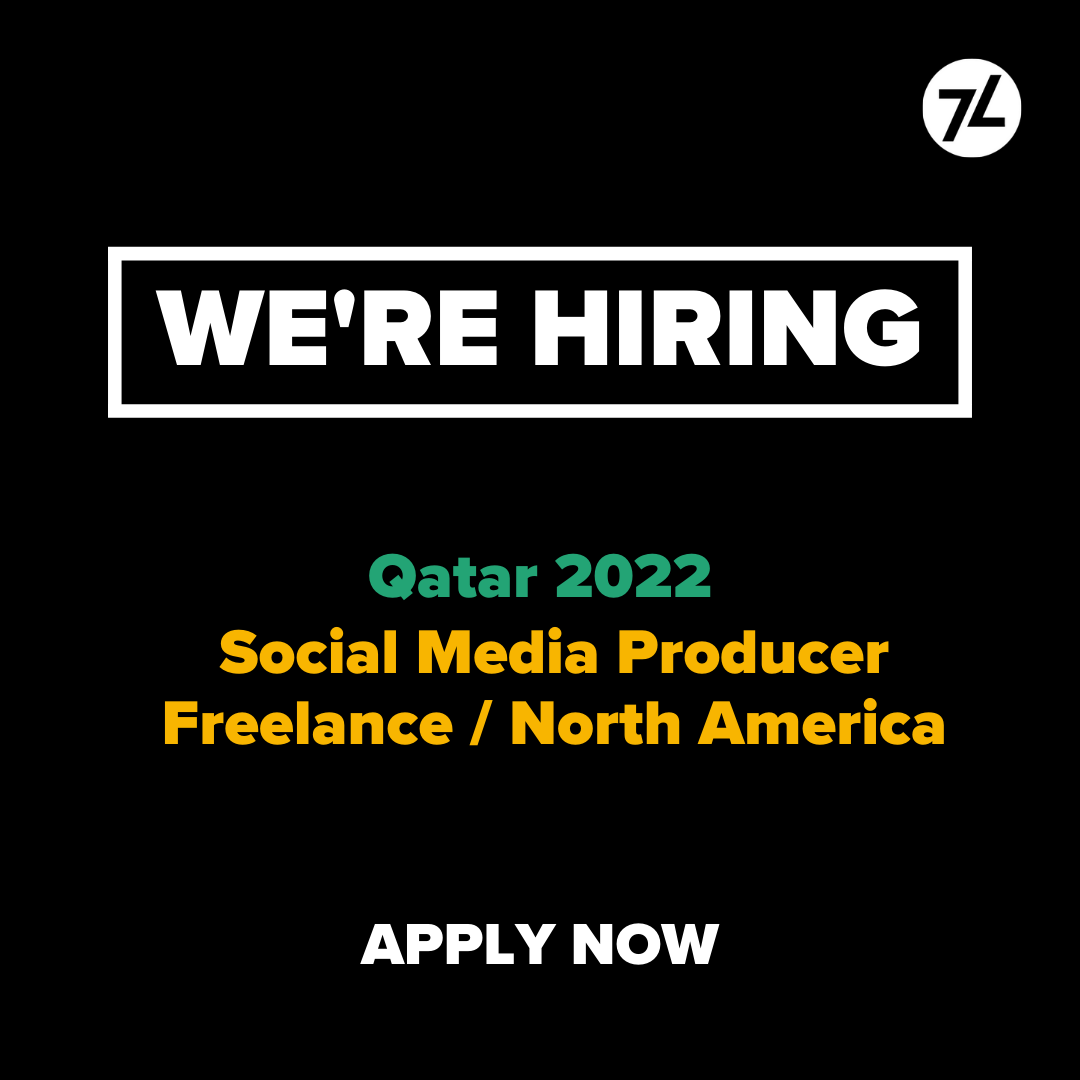 7League's tweet photo. Fancy joining our 2022 World Cup team? 

We're looking for a freelance social producer, based in North America for a part time role. 

If you're interested, please send your CV and cover letter to 👉 jobs@sevenleague.co.uk https://t.co/NBVN98wHju