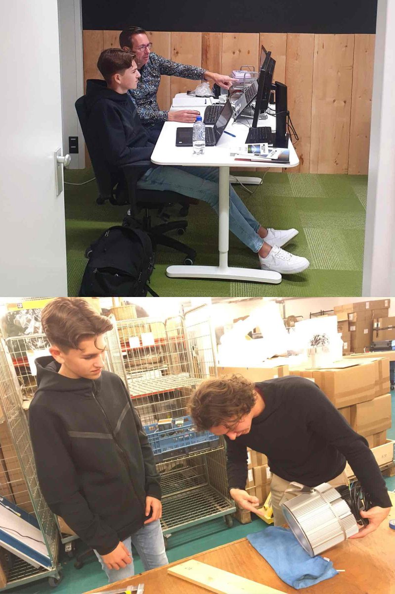 AmmanuLED's tweet photo. Vorige week mocht David Mulder, zoon van collega Pieter Mulder, een dag meelopen voor zijn stage vanuit Het Hooghuis TBL. Hopelijk was het een leerzame dag voor je, David! In ieder geval erg leuk om je over de vloer te hebben! https://t.co/1KLdPC15Dv