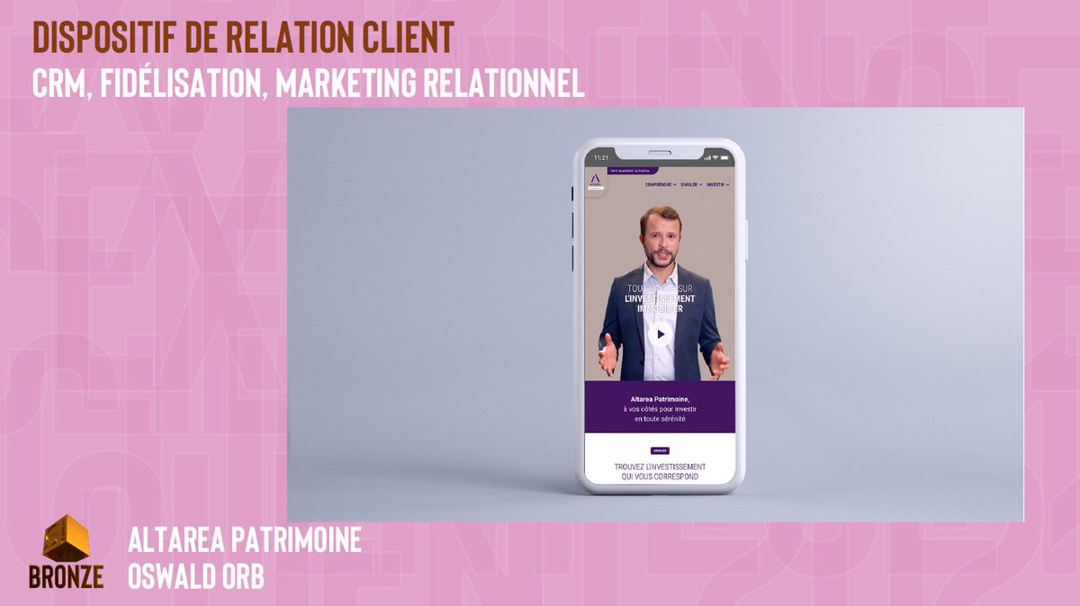 Strategies's tweet photo. 1ère récompense du GP Stratégies de l’Exp. Client 2021 : Dispositif de relation client
Un BRONZE @altarea_groupe et l’agence @oswald_orb pour la réalisation « https://t.co/gksVCpnDZa - Tout savoir sur l’investissement immobilier neuf  ». Bravo à eux !
#gpstrat #ExperienceClient https://t.co/gPdKIO1ubr
