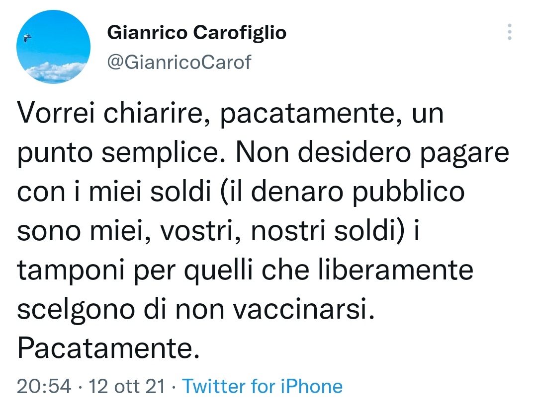 perchetendenza's tweet photo. "Pacatamente":
Per questo tweet di Gianrico Carofiglio https://t.co/AAkLfOZlzs
