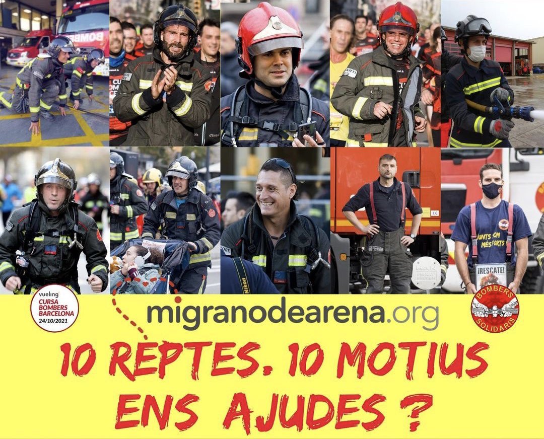 La #vuelingcursabombers, <a href="/migranodearena/">migranodearena.org</a> i els <a href="/Bombersolidaris/">Bombers Solidaris</a> promovem l’esport alhora que t’ajudem a promoure el teu repte esportiu i fer-lo solidari 📣

Visita migranodearena.org per saber com!

#running #barcelona