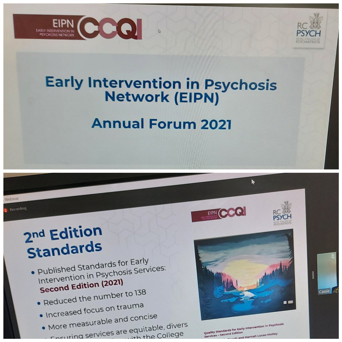 NicolaInnes11's tweet photo. Attending the 2021 Early Intervention in #psychosis Network (#EIPN) Annual Forum this morning. https://t.co/h1z83p9ml7