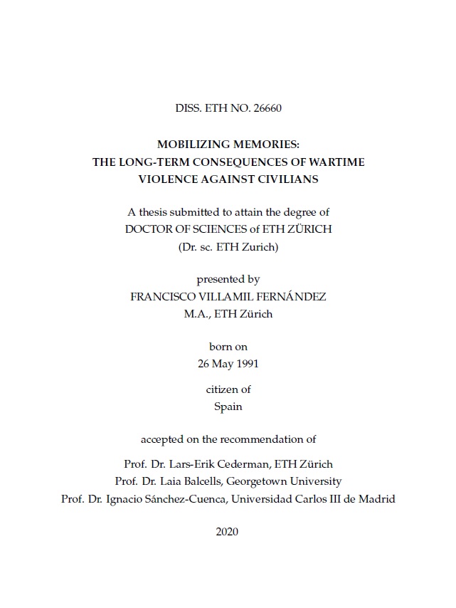 Centro de Estudios Políticos y Constitucionales (@cepcgob) on Twitter photo Concedido el #premioJuanLinz para tesis doctorales sobre Ciencia Política a Francisco Villamil por su tesis "Mobilizing memories: the long-term consequences of wartime violence against civilians", dirigida por Lars-Erik Cederman <a href="/ETH_en/">ETH Zurich</a> (1/2) Concedido el #premioJuanLinz para tesis doctorales sobre Ciencia Política a Francisco Villamil por su tesis "Mobilizing memories: the long-term consequences of wartime violence against civilians", dirigida por Lars-Erik Cederman <a href="/ETH_en/">ETH Zurich</a> (1/2)