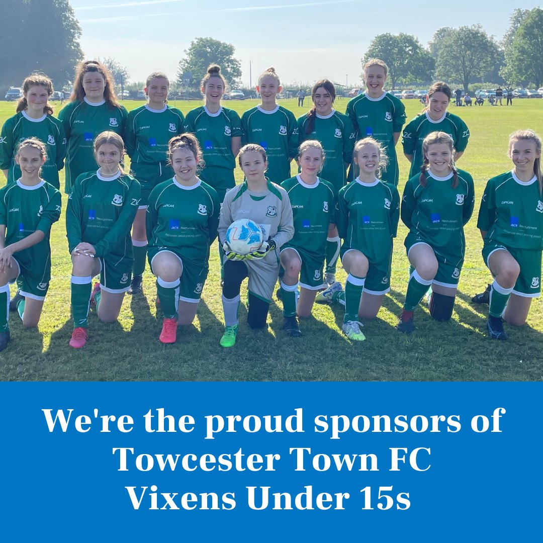 ACS Recruitment are excited to announce that we are the sponsors of <a href="/TTFC_Juniors/">Towcester Town Football Club</a> Vixens Under 15s.

We are proud to be supporting a local team who encourage inclusive attitude towards playing football.

Good luck for the season ⚽

#Football #ProudSponsor️