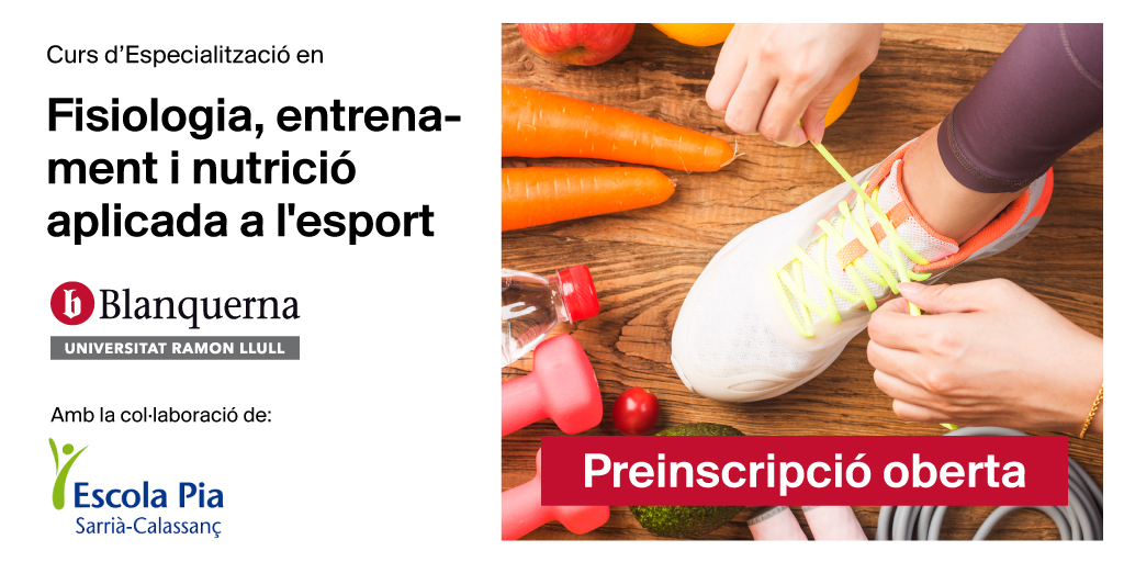 🆕 Curs "Fisiologia, entrenament i nutrició aplicada a l'esport" impartit per <a href="/Blanquerna/">Blanquerna</a> i @escolapiasarria, amb un equip docent 🔝. 8 sessions presencials divendres tarda. Comencem el 22 d'octubre! 📣 Ja us podeu inscriure!  ℹ️ bit.ly/3ACi48E