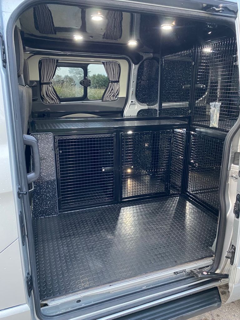 AndrewRWhite's tweet photo. We've finally took delivery of our new dog van, which is needed now our youngest daughter Liv is competing in more and more agility competitions.
It's a pre-owned @forduk Tourneo Custom with custom designed and made dog cages for our 5 dogs. https://t.co/0TbByyF51N