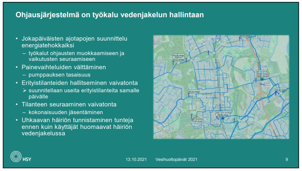 HSY:n kehittämisinsinööri Raisa Kyrönseppä: Vedenkäyttäjä ei välttämättä aina edes huomaa vedenjakelun häiriötä. Ohjausjärjestelmä turvaa pk-seudun vedenjakelun jatkuvuuden häiriötilanteidenkin aikana. Järjestelmä parantaa myös vedenjakelun energiatehokkuutta #vesihuolto2021