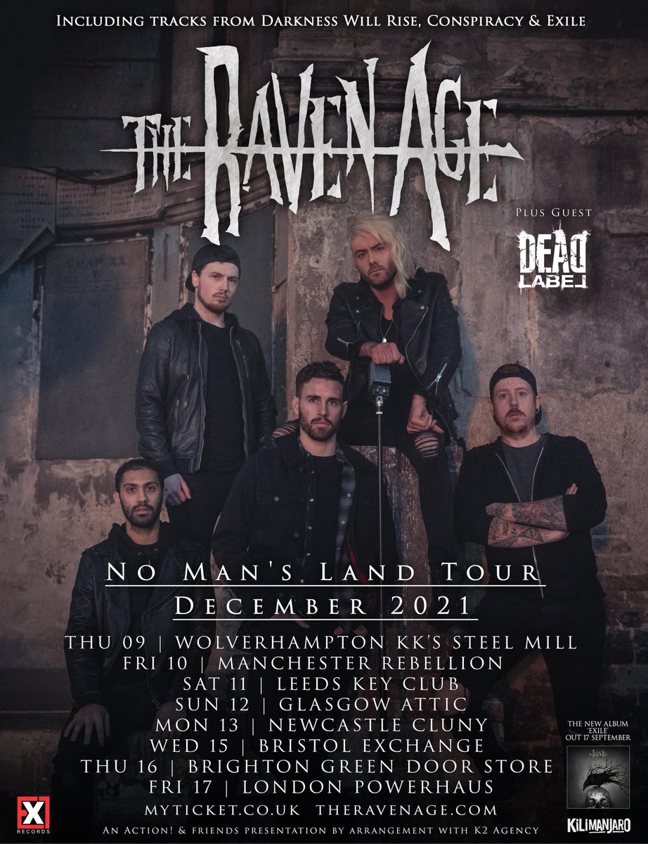 theravenage's tweet photo. We’re excited to have @DeadLabelIRE join us on the No Man’s Land tour! 🤘🎉🚐 December needs to hurry up…

Tickets available at https://t.co/lYy2JImm56

#TRA #theravenage #deadlabel #tour #december #hurryup #nomanslandtour https://t.co/4Hy8PUoMuy