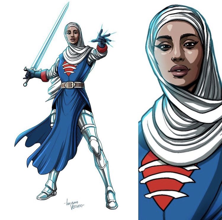 The super talented @lucianovecchioart turned me into <a href="/Marvel/">Marvel Entertainment</a> superhero ‘Faiza Hussain’ 😩 thank you to @thereal_breel for the surprise! One day she’ll get the screen time… 👀🙏🏽💛 #marvel #paulcornell