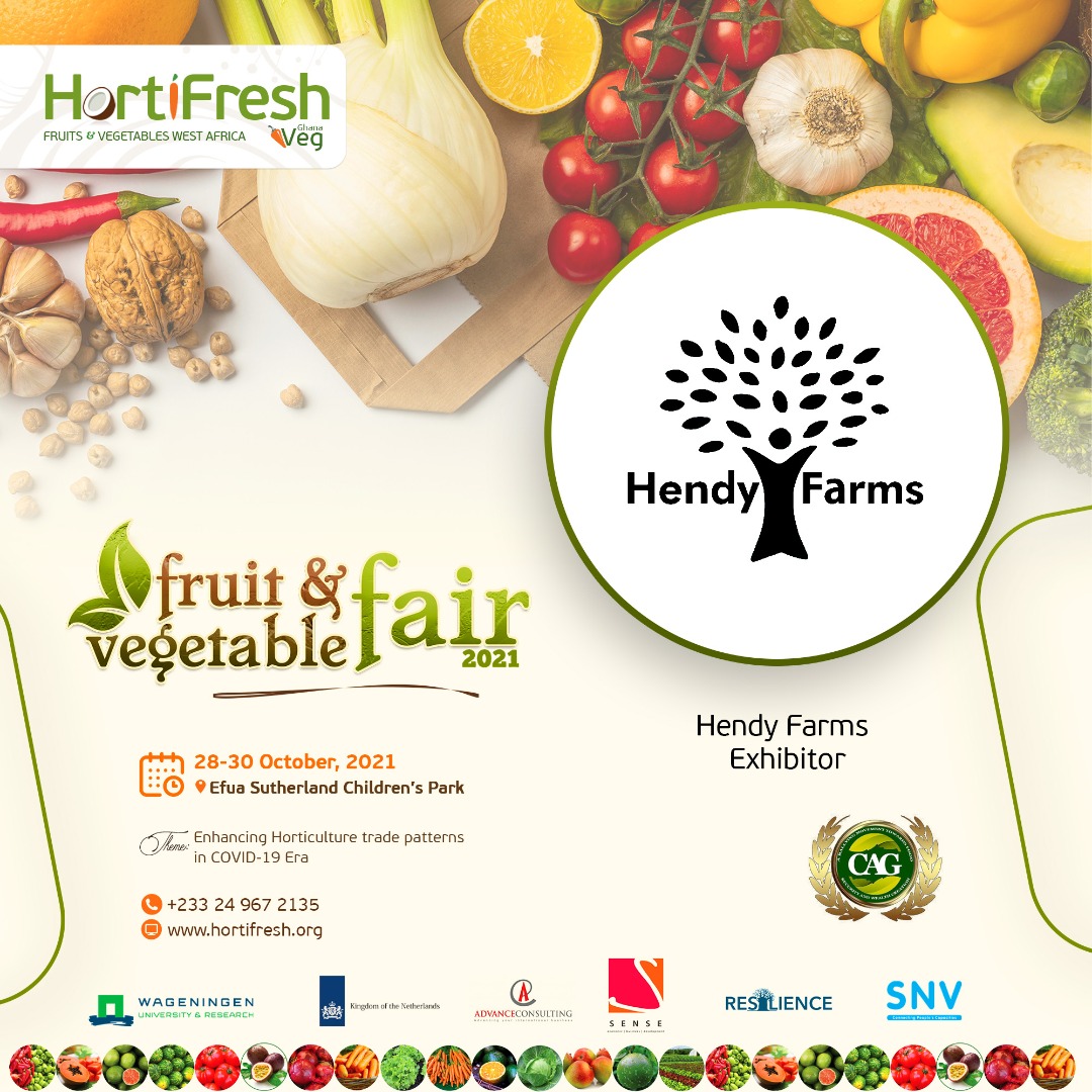 SNVGhana's tweet photo. We're excited to partner with @ropryn, Senam Foods, @hendyfarmgh, Tack Farms and other fruits and vegetables businesses who will be exhibiting from 28th to 30 October 2021 at the Efua Sutherland Park in Accra during our @HortifreshWA Fair with Chamber of Agribusiness Ghana (CAG) https://t.co/3GnoYNbQxC