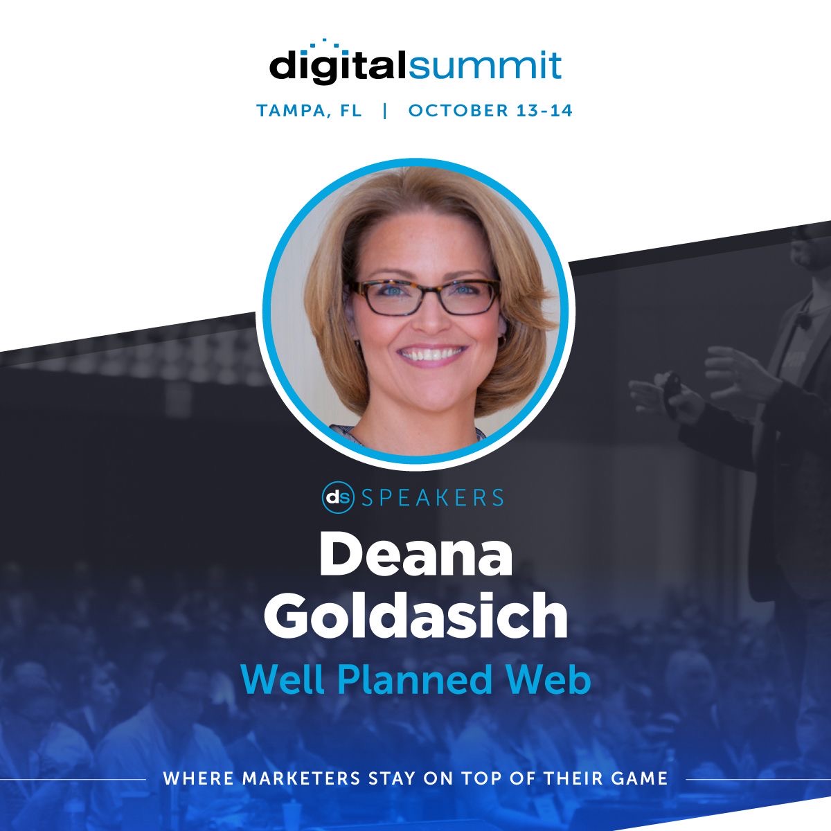 goldasich's tweet photo. So excited to take the stage to talk to real, live humans in the same room! They’ll be wearing masks, of course, but I’ll get to see their eyes (hey, I’ll take what I can get!). #digitalsummit #contentmarketing #dstam https://t.co/vt1VeANNCy
