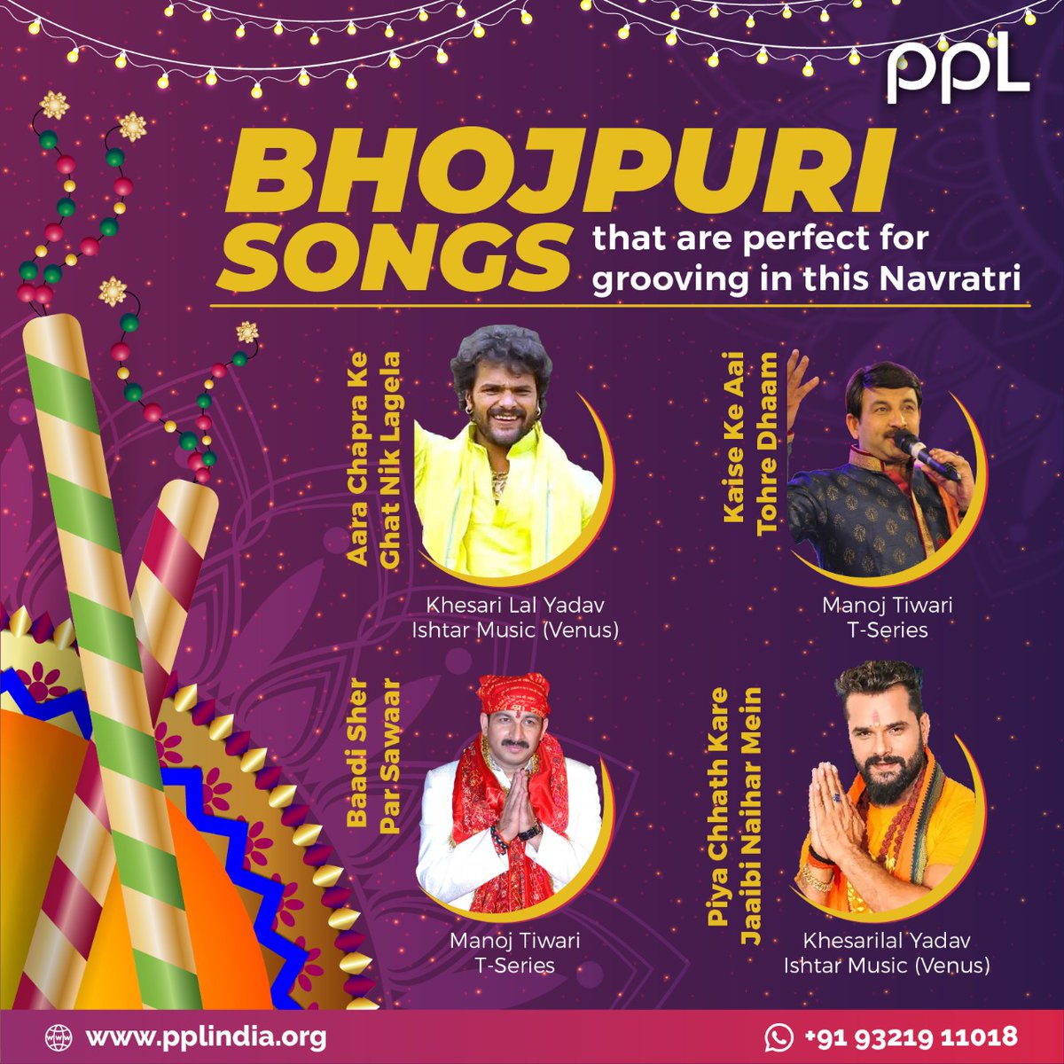 pplindia's tweet photo. Listen to one of these devotional Bhojpuri songs for your Navratri to make it more enlightening.
#PPL #PlaymusicByTheRules #Musiclicensing #navratrispecial #garba #durgapuja #garbaevents #Navratrievents #family #Bhojpurimusic #devotional https://t.co/1plTG3xVhy