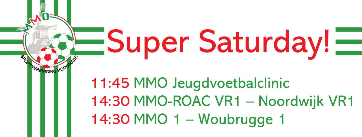 𝐒𝐔𝐏𝐄𝐑 𝐒𝐀𝐓𝐔𝐑𝐃𝐀𝐘!

Aankomende zaterdag is het Super Saturday op de Vlietkade! Na een voetbalclinic voor de jeugd, een topwedstrijd bij de dames en een echte kraker van een derby bij de mannen, is er natuurlijk ruimte voor muziek en gezelligheid in de kantine! Tot dan!