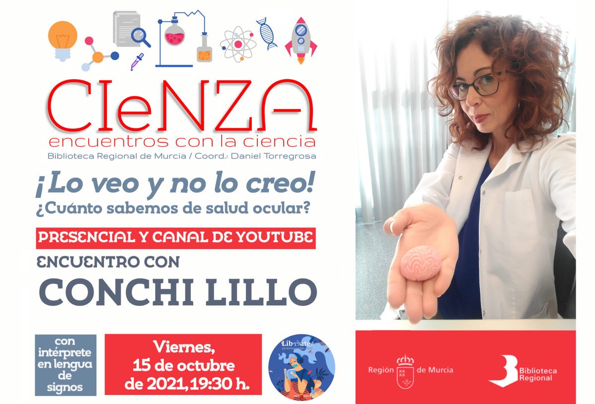 brmu's tweet photo. 📢Mañana a las 19:30, en el ciclo #CIeNZa @brmu, @ConchiLillo, bióloga y doctora en #Neurociencias y #PremioTesla de divulgación 2021. En vivo y en directo (aforo limitado). Con @DaniEPAP e intérprete de #lenguadesignos @FESORMU https://t.co/ecKHwg3Tcy