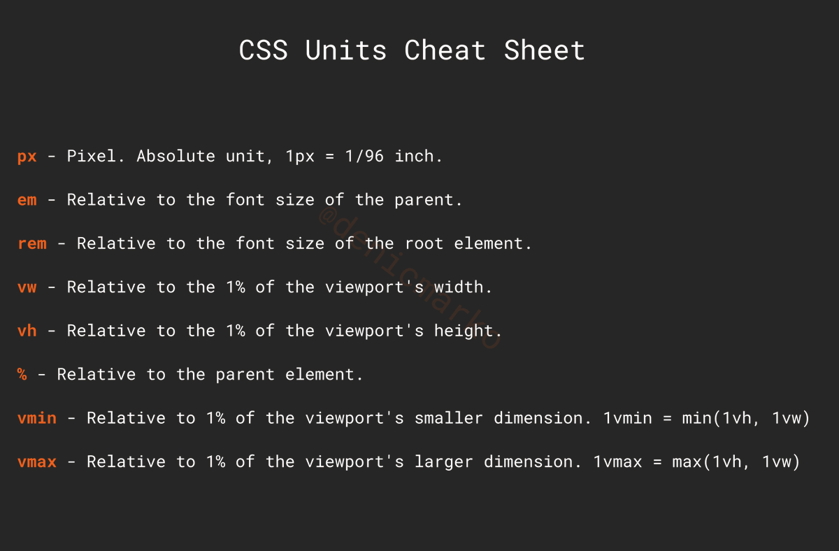 denicmarko's tweet image. CSS Units Cheat Sheet
Happy coding!