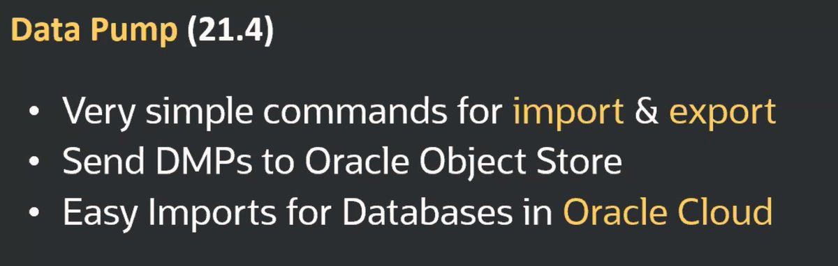 OliverLemm's tweet image. finally data pump will arrives in SQLcl (21.4)
slide by @thatjeffsmith
#sqlcl @oraclesqlcl #sqlcl214