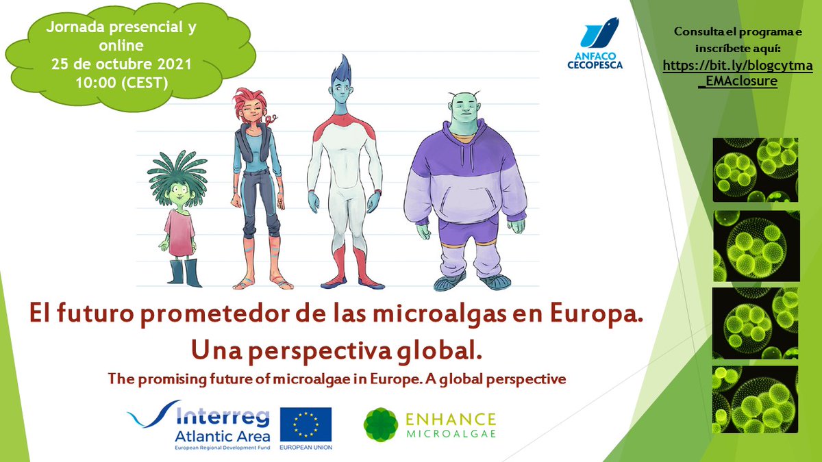 AnfacoCytma's tweet photo. 📢No te pierdas el evento de cierre del proyecto #EnhanceMicroAlgae: “El prometedor futuro de las microalgas en Europa”. Más info aquí👉https://t.co/9RB0jRavCg #BiotecSalud #AnfacoInnovacion #cytmablog @enh_microalgae #Interreg #AtlanticArea https://t.co/8Fa6LXQpq3