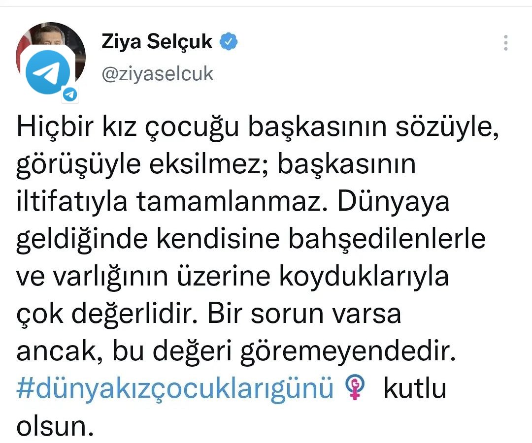 Ne güzel söylemiş.👏👏👏 <a href="/ziyaselcuk/">Ziya Selçuk</a> #dunyakızcocuklarıgunu
