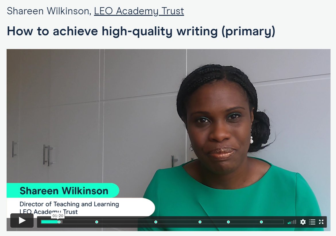 ShareenAdvice's tweet image. Delighted to share this new video @TheKeySL #Ideastream for @LEOacademies.
How to achieve high-quality writing (primary). 
Strategies to use in the classroom. Includes examples of work from our schools.
View other brilliant speakers: bit.ly/3va1YCj