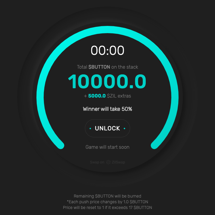 bridge_button's tweet image. 10,000 $BUTTON and 5,000 $ZIL 🤯💰🤑
The game will start tomorrow, October 14 at 12:00 pm UTC 🔥🚀

Follow the announcements and good luck 🍀

button.claims

#PushTheButton #ZilBridge #Ethereum #Zilliqa #PoweredByZil #CryptoGaming