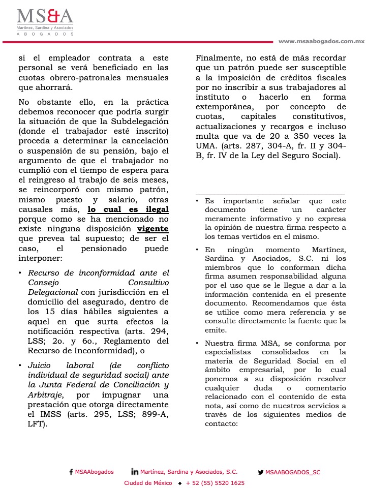 MSAABOGADOS_SC's tweet photo. Efectos por contratación de pensionados del IMSS por Cesantía en Edad Avanzada y/o Vejez
https://t.co/hMhS2P8H1H 
#MSA #Abogados #TaxLaw #Mexico #Imss #Pensionados #Fiscal #AbogadosFiscal  #RT #MartinezSardinayAsociados https://t.co/x9JquQ9PMN