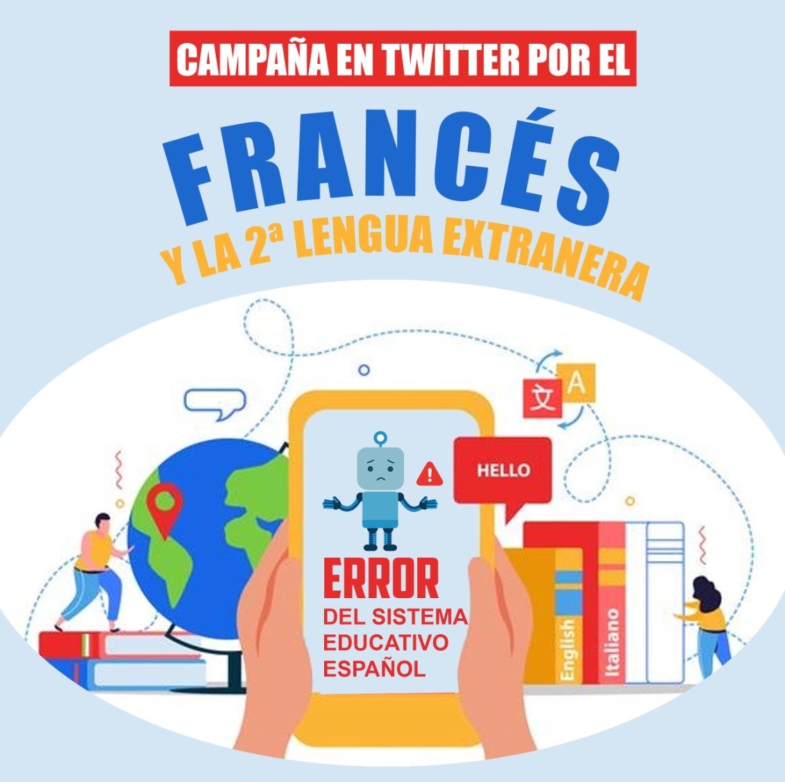 Si queremos que nuestros hijos sean plurilingües, hay que aumentar el número de horas lectivas semanales de segundos idiomas😞💔
#EspañaALaCola  #SacaLaLengua
#FrancaisToujours