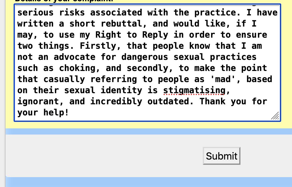 I have written a complaint to @thesundaytimes about <a href="/camillalong/">Camilla Long</a>'s defamatory review of #SexActually, in which she misrepresented my sexual identity, &amp; called me 'barking mad'. I very much hope they'll publish my rebuttal; in 2021 this sort of stigmatisation should be over.