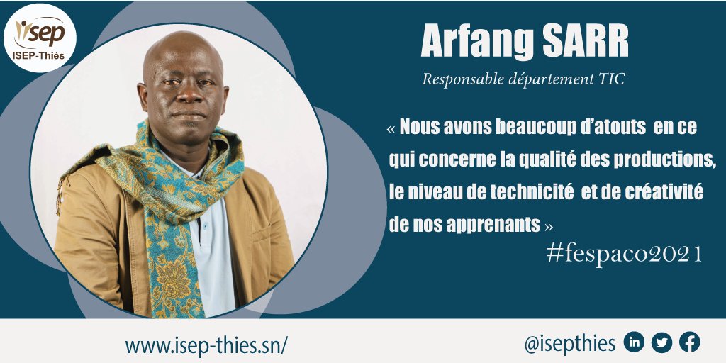 #Fespaco2021 Le Responsable du métier Production #cinematographique et #audiovisuelle revient sur la sélection de "POLIA" dans la catégorie film d'école, dans un entretien accordé au quotidien burkinabé <a href="/ESidwaya/">Editions SIDWAYA</a> 
🔗bit.ly/3lBtjda
#formation  #isepthies #senegal #cinema
