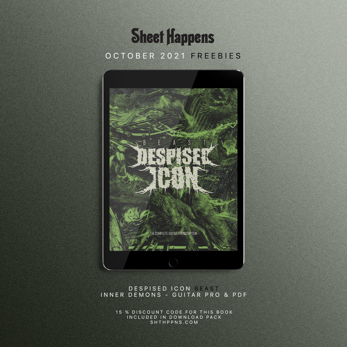 For the entire month of October, we’re offering you free PDF tabs & Guitar Pro files to the song “Inner Demons”, as well as a 15% discount to the “Beast” guitar transcription book! Head over to @sheethappenspub to grab your freebie 🎸 shthppns.com/freebies