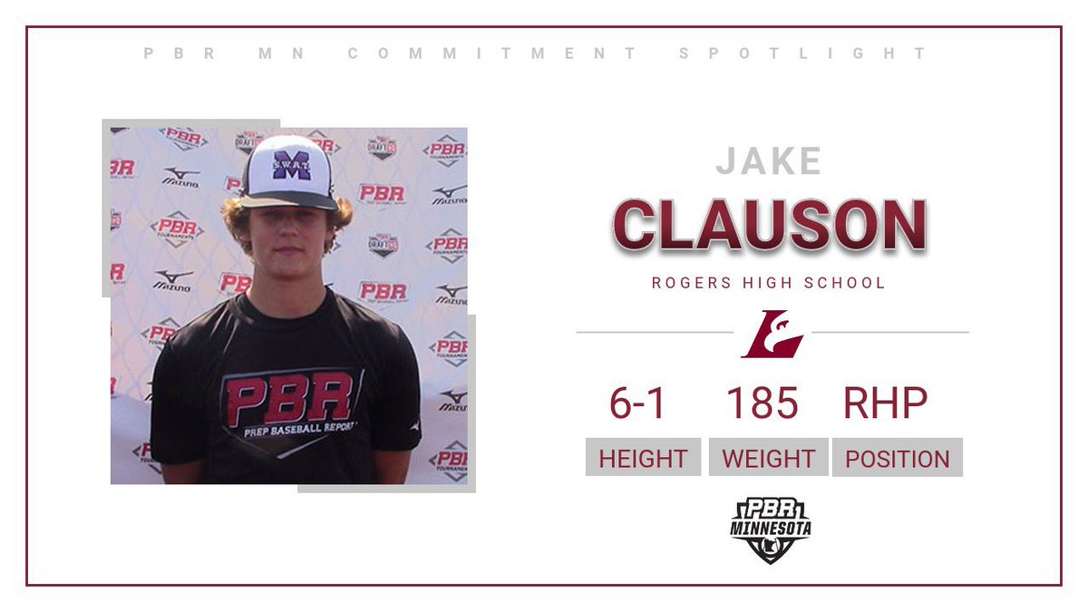 ‘22 Jake Clauson <a href="/JacobClauson3/">Jake Clauson</a>, RHP, <a href="/BaseballRoyals/">Rogers Royals Baseball</a> - commits to <a href="/UWLAXBaseball/">UW-LACROSSE BASEBALL</a> 

Bio 🔗 bit.ly/3lEm04M