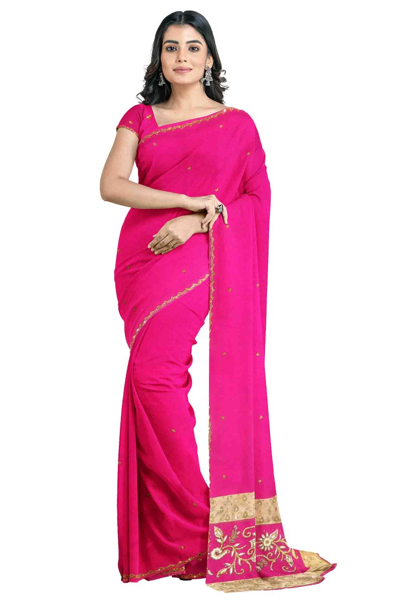 smsarees's tweet photo. Pink Designer Wedding Partywear Georgette Beads Stone Pearl Thread Hand Embroidery Work Bridal Saree Sari With Blouse Piece H143 https://t.co/v4nyd8wZN9 #sale #designer #festival #smsaree #Offer https://t.co/FMtPSbuOrI
