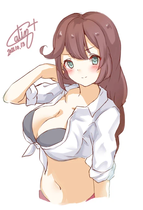 能代ちゃんの水着がめちゃくちゃ好きなので着てもらいました🤗

#艦これ版深夜の真剣お絵描き60分一本勝負 
#艦これ版真剣お絵描き60分一本勝負_20211013   #艦これ 