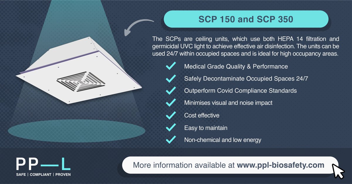 PP-L’s game-changing QUIET, SAFE, COMPLIANT lay-in-grid HEPA + UV AIR PURIFICATION UNITS can be easily laid in suspended ceilings &amp; used 24/7 in occupied spaces.

Learn more:
SCP 150➡️ lnkd.in/d2UVv4DZ
SCP 350➡️ lnkd.in/dP33V7_3

#covidsecure #uvc #guv #COVID19