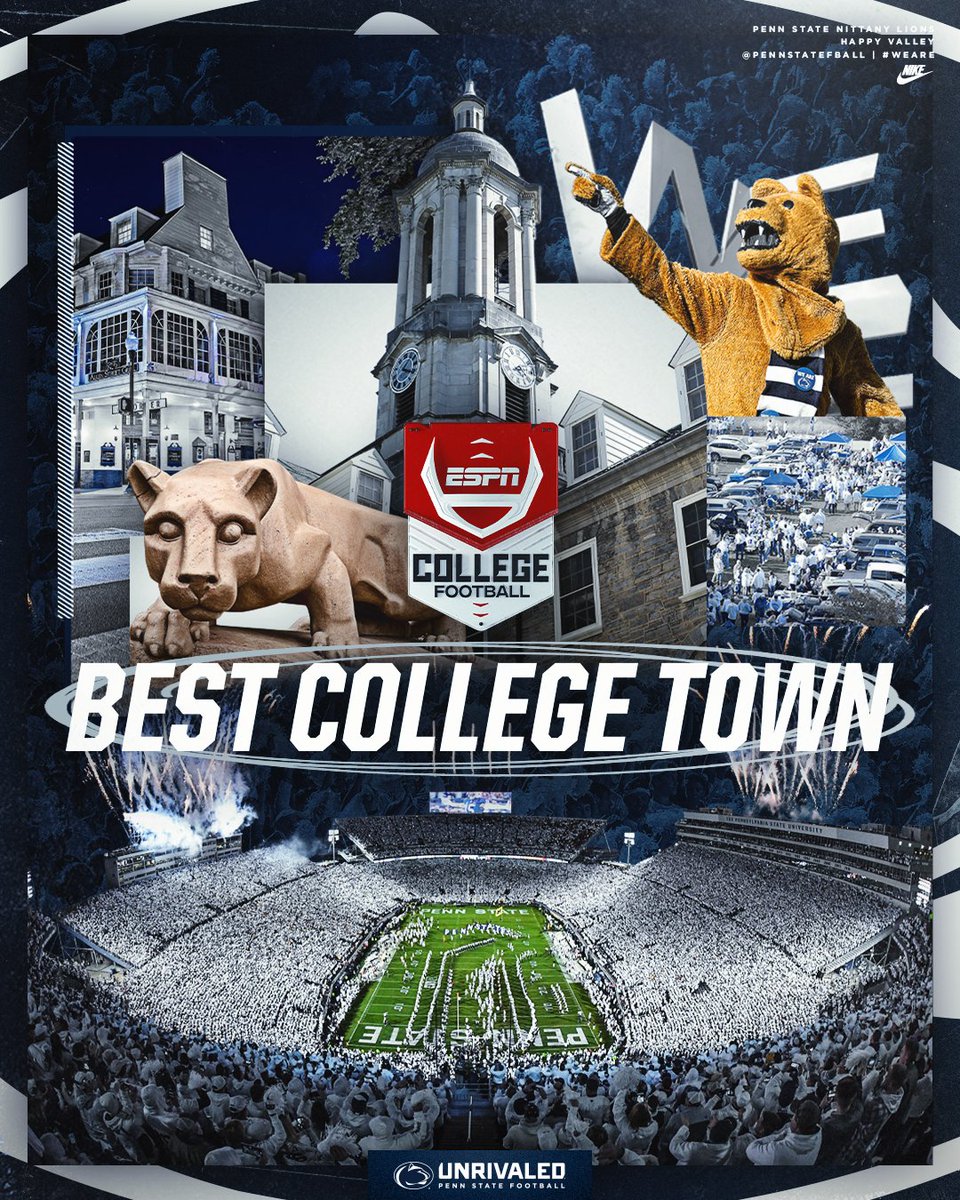 Penn State Football (@pennstatefball) on Twitter photo 📍 State College
Voted Best College Football Town in America. ¯\_(ツ)_/¯
#WeAre | <a href="/ESPNCFB/">ESPN College Football</a> 📍 State College
Voted Best College Football Town in America. ¯\_(ツ)_/¯
#WeAre | <a href="/ESPNCFB/">ESPN College Football</a>