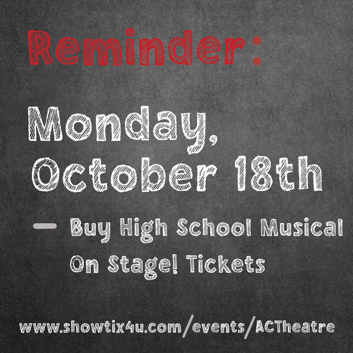 Tickets will be available for online purchase starting Monday, October 18th. Set a reminder now so you don’t forget!