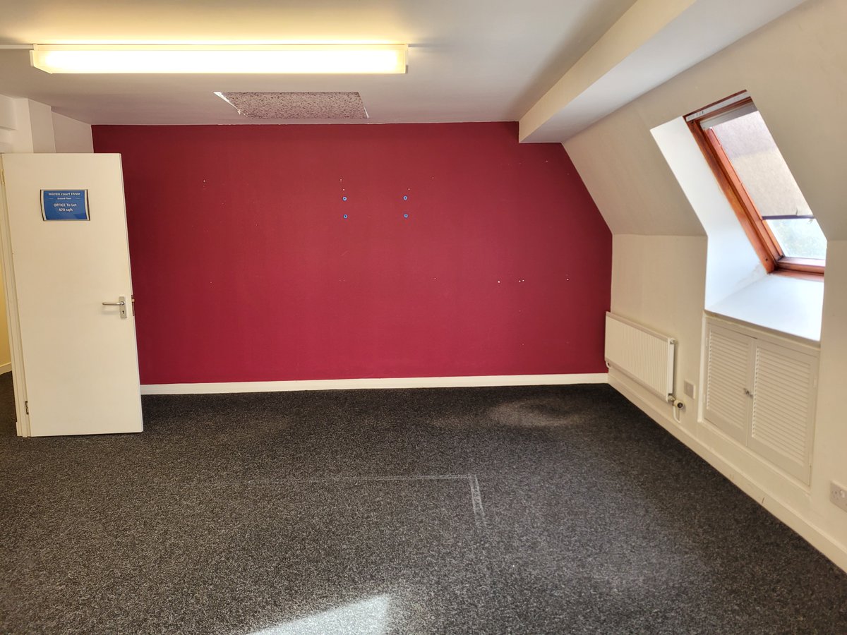 DPGroup_UK's tweet photo. A bright 470 sqft top floor office to let at Mirren Court Three . The space comprises of two small rooms  and has central heating, double glazing and lots of natural day light. Call on 0141 843 4211 to get more details. https://t.co/mlYX4CK1CO