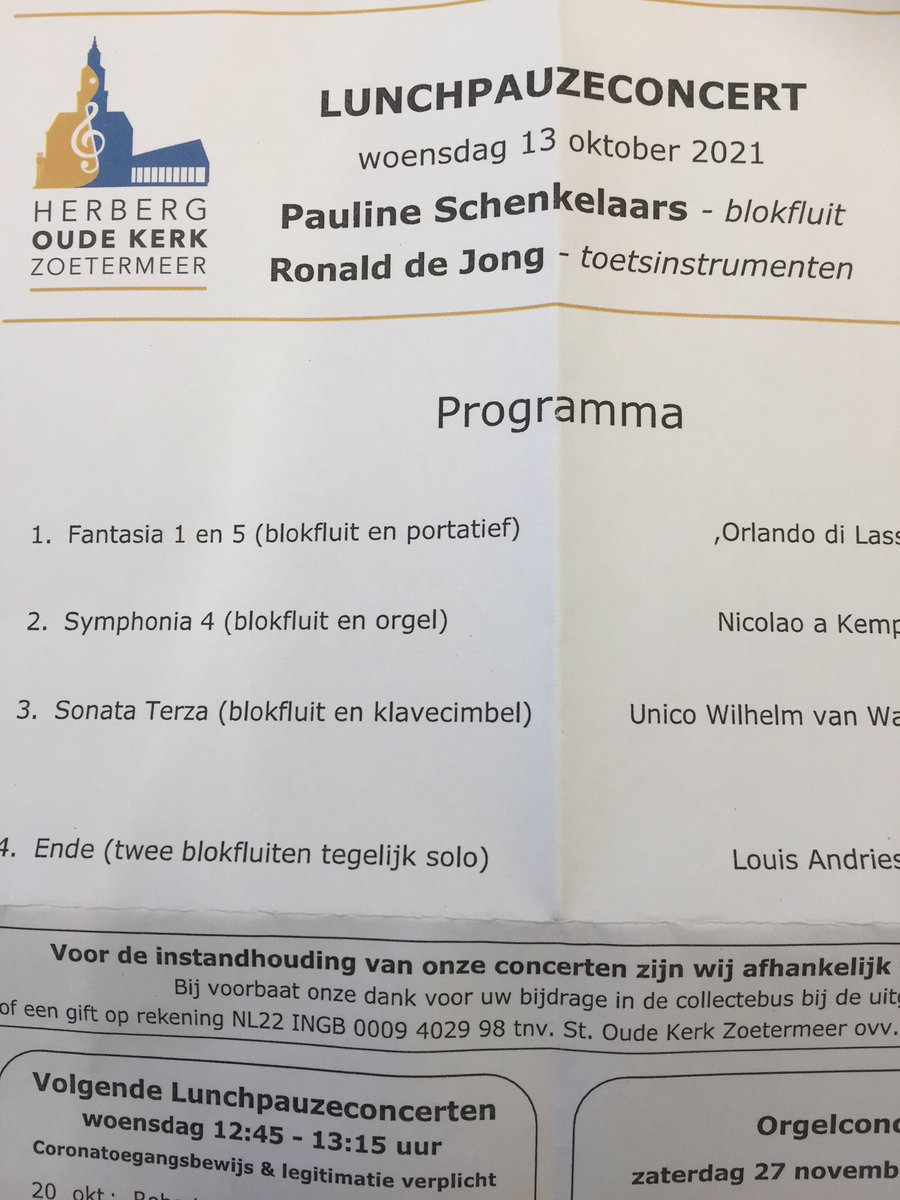 CKC_Joep's tweet photo. Trots op mijn CKC- collega’s heb ik het #lunchconcert in de #OudeKerk bijgewoond. Wat een geweldige musici! @CKCZoetermeer https://t.co/t671qjVz6C