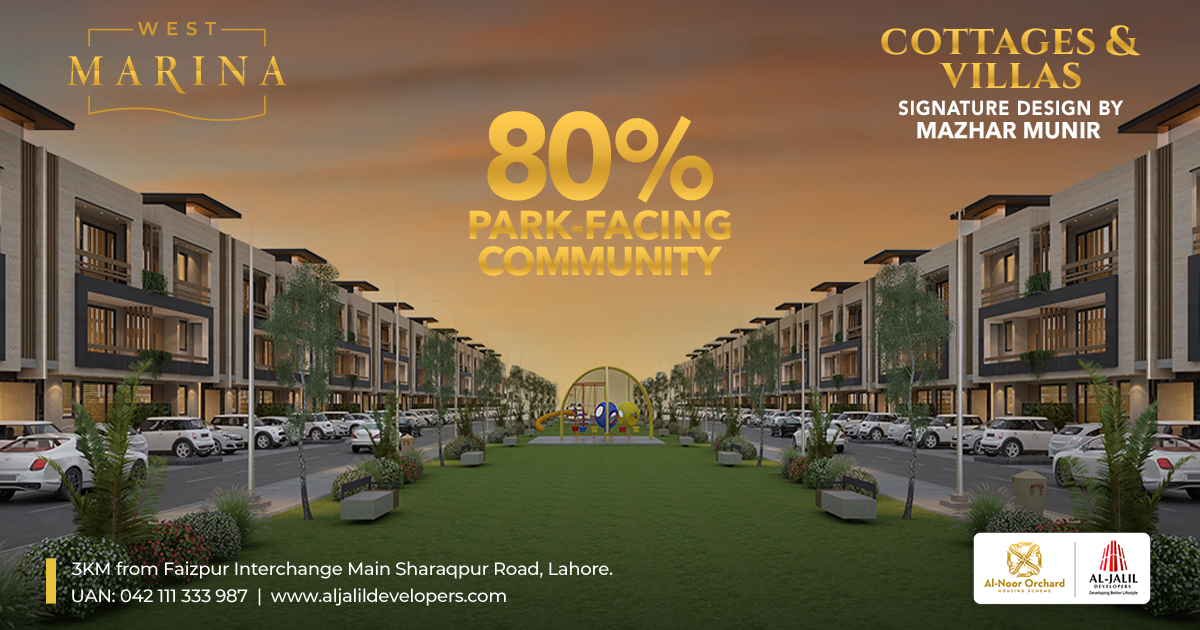 alnoororchardpk's tweet photo. West Marina Cottages &amp; Villas in Al Noor Orchard. A place where you can live a luxurious life in beautifully built park-facing Cottages &amp; Villas.

#AlNoorOrchard #WestMarina #AlJalilDevelopers #DevelopingBetterLifeStyle #Community #lifestyle #luxury #ParkFacing https://t.co/naDW0e7Pzs